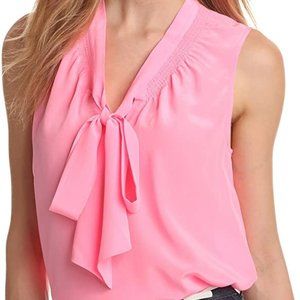 Lilly Pulitzer Pink Tie Front Silk Tank - M
